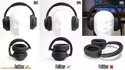 Vergleich XM3 - XM4 - XM5 - Frontalansicht