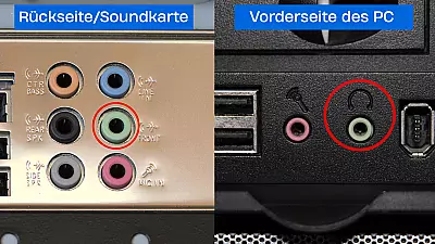 Kopfhörer Anschlüsse an der Soundkarte des PC