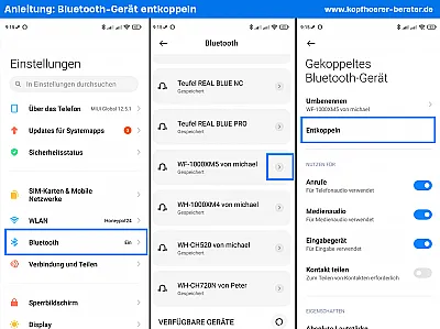 Bluetooth-Kopfhörer unter Android entkoppeln