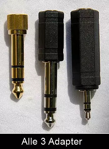 Drei Adaptertypen für Klinke